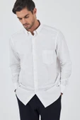 Uzun Kol Çizgili Desen Düğmeli Yaka cepli Classic Comfort Fit Gömlek 1004250189 - 3