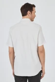 Krem Biritli Yaka Düz Casual Pamuklu Comfort Fit Gömlek 1004250221 - 5