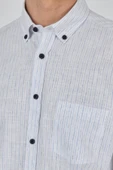 Uzun Kol Çizgili Desen Bez Ayağı Düğmeli Yaka cepli Pamuklu Casual Comfort Fit Gömlek 1004250100 thumbnail 4