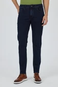 Koyu Lacivert Gabardin 5 Cep Düz Paça Casual Slim Fit Pamuklu Denim Pantolon 1023250151 - 2