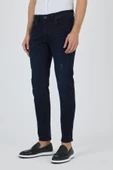 Koyu Lacivert Gabardin 5 Cep Düz Paça Casual Slim Fit Pamuklu Denim Pantolon 1023250150 - 3
