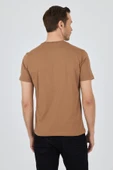 Sütlü Kahverengi Kısa Kol Bisiklet Yaka Cepsiz Pamuk Casual Slim Fit Tişört 1011250158 thumbnail 5