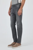 Gri Gabardin 5 Cep Düz Paça Casual Slim Fit Pamuklu Denim Pantolon 1023250150 - 2