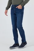 Lacivert Gabardin 5 Cep Düz Paça Casual Slim Fit Pamuklu Denim Pantolon 1023250150 - 2