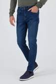 Lacivert Gabardin 5 Cep Düz Paça Casual Slim Fit Pamuklu Denim Pantolon 1023250150 - 3