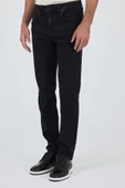 Siyah Gabardin 5 Cep Düz Paça Casual Slim Fit Pamuklu Denim Pantolon 1023250151 - 2