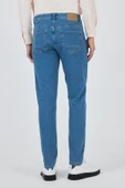 Koyu Mavi Gabardin 5 Cep Düz Paça Casual Slim Fit Pamuklu Denim Pantolon 1023250155 - 5