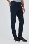 Koyu Lacivert Gabardin 5 Cep Düz Paça Casual Slim Fit Pamuklu Denim Pantolon 1023250154 - 3