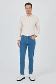 Koyu Mavi Gabardin 5 Cep Düz Paça Casual Slim Fit Pamuklu Denim Pantolon 1023250155 - 4