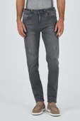 Gri Gabardin 5 Cep Düz Paça Casual Slim Fit Pamuklu Denim Pantolon 1023250150 - 1