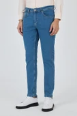 Koyu Mavi Gabardin 5 Cep Düz Paça Casual Slim Fit Pamuklu Denim Pantolon 1023250155 - 2