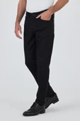 Siyah Gabardin 5 Cep Düz Paça Casual Slim Fit Pamuklu Denim Pantolon - 3
