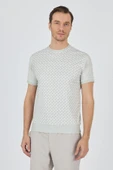 Kısa Kol Baskılı İnterlok Bisiklet Yaka Cepsiz Pamuklu Slim Fit Tişört 1011250124 - 1