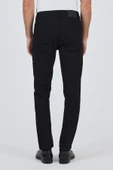 Siyah Gabardin 5 Cep Düz Paça Casual Slim Fit Pamuklu Denim Pantolon - 5