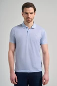Mavi Kısa Kol Baskılı Pike Polo Yaka Cepsiz esnek Casual Slim Fit Tişört 1011250151 thumbnail 1