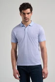 Koyu Mavi Kısa Kol Baskılı Pike Polo Yaka Cepsiz esnek Casual Slim Fit Tişört 1011250150 thumbnail 3