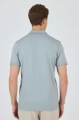 Buz Mavi Kısa Kol Düz Pike Polo Yaka Cepsiz Pamuk Casual Slim Fit Tişört 1011250157_350 thumbnail 5