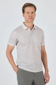 Bej Kısa Kol Baskılı Pike Polo Yaka Cepsiz esnek Casual Slim Fit Tişört 1011250153 thumbnail 3