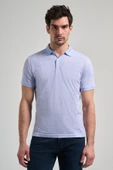 Koyu Mavi Kısa Kol Baskılı Pike Polo Yaka Cepsiz esnek Casual Slim Fit Tişört 1011250150 thumbnail 1