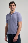 Lacivert Kısa Kol Baskılı Pike Polo Yaka Cepsiz esnek Casual Slim Fit Tişört 1011250151 thumbnail 1