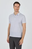 Gri Kısa Kol Baskılı Pike Polo Yaka Cepsiz esnek Casual Slim Fit Tişört 1011250153 thumbnail 3