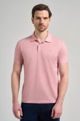 Pudra Kısa Kol Baskılı Pike Polo Yaka Cepsiz esnek Casual Slim Fit Tişört 1011250151 thumbnail 1
