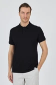 Siyah Kısa Kol Düz Pike Polo Yaka Cepsiz Pamuk Casual Slim Fit Tişört 1011250157_001 thumbnail 1