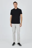 Siyah Kısa Kol Düz Pike Polo Yaka Cepsiz Pamuk Casual Slim Fit Tişört 1011250157_001 thumbnail 2