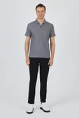 Koyu Antrasit Polo Yaka Kısa Kol Cepsiz Slim Fit Classic Tişört 1011250176 thumbnail 2