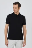 Siyah Polo Yaka Kısa Kol Cepsiz Slim Fit Classic Pamuklu Tişört 1011250177 thumbnail 3