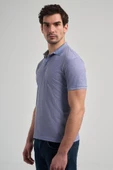 Lacivert Kısa Kol Baskılı Pike Polo Yaka Cepsiz esnek Casual Slim Fit Tişört 1011250151 thumbnail 3