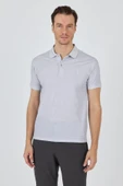 Gri Kısa Kol Baskılı Pike Polo Yaka Cepsiz esnek Casual Slim Fit Tişört 1011250153 thumbnail 1