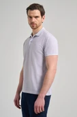 Gri Kısa Kol Baskılı Pike Polo Yaka Cepsiz esnek Casual Slim Fit Tişört 1011250151 thumbnail 3