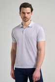 Gri Kısa Kol Baskılı Pike Polo Yaka Cepsiz esnek Casual Slim Fit Tişört 1011250151 thumbnail 1