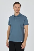 Mavi Kısa Kol Düz Pike Polo Yaka Cepsiz Pamuk Casual Slim Fit Tişört 1011250157_302 - 1
