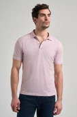 Pembe Kısa Kol Baskılı Pike Polo Yaka Cepsiz esnek Casual Slim Fit Tişört 1011250150 thumbnail 3