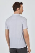 Gri Kısa Kol Baskılı Pike Polo Yaka Cepsiz esnek Casual Slim Fit Tişört 1011250153 thumbnail 5