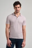 Koyu Bej Kısa Kol Baskılı Pike Polo Yaka Cepsiz esnek Casual Slim Fit Tişört 1011250151 thumbnail 1