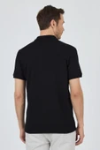 Siyah Kısa Kol Düz Pike Polo Yaka Cepsiz Pamuk Casual Slim Fit Tişört 1011250157_001 thumbnail 5