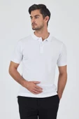 Beyaz Polo Yaka Kısa Kol Cepsiz Slim Fit Classic Pamuklu Tişört 1011250177 thumbnail 3