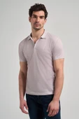 Koyu Bej Kısa Kol Baskılı Pike Polo Yaka Cepsiz esnek Casual Slim Fit Tişört 1011250151 thumbnail 3