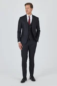 Düz Filafil Mono Yaka Tam Astar Yelekli 6 Drop Slim Fit Takım Elbise 1001250171 - 2