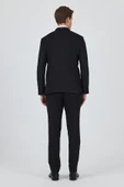 Siyah Kılıç Yaka Düz Kruvaze Classic Esnek Slim Fit Takım Elbise 1001250172 thumbnail 7
