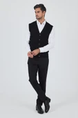 Siyah Örme Cepsiz V Yaka Yelek Triko 1012245164 - 3