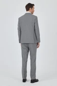 Gri Mono Yaka Esnek 6 Drop Comfort Fit Classic Takım Elbise 1001250104 - 5