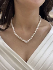 Beyaz 7,5 mm Damla İnci Kolye - 7