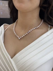 7,5 mm Pembe Damla İnci Kolye - 3