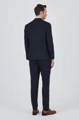Koyu Lacivert Kılıç Yaka Düz Kruvaze Classic Esnek Slim Fit Takım Elbise 1001250172 - 5