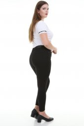 Tam siyah Büyük Beden Likralı Dar Paça Kot Pantolon thumbnail 6