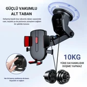 Polham Güçlü Vantuzlu Araç içi Cam ve Torpido Üstü Telefon Tutucu, Uzayabilen, Ergonomik 360 Derece Dönebilen - 2